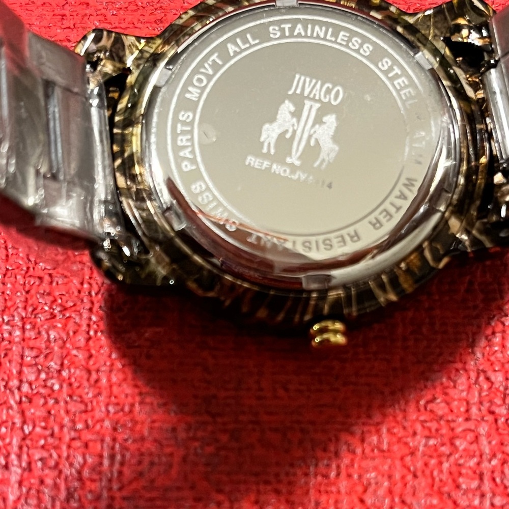 JIVAGO NIB AUTHENTIC LEOPARD & TORTOISE STYLE STAINLESS STEEL WATCH - Picture 6 of 15